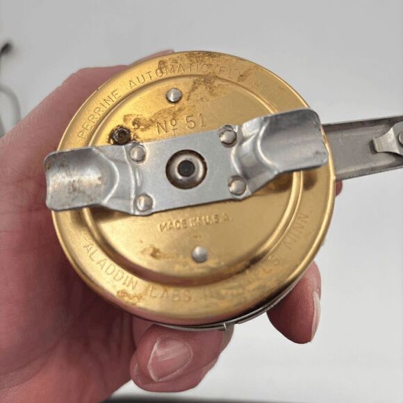 Vintage Aladdin PERRINE Model 51 Automatic Fly Fishing Reel USA Works Great - Picture 5 of 6